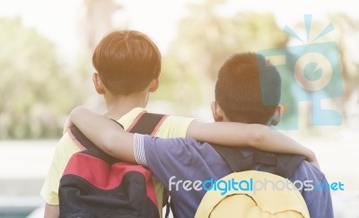 Happy Meeting Of Two Friends Hugging At Park Stock Photo Royalty Free Image Id 100602521