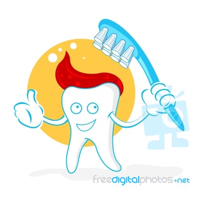 Happy Teeth With Brush Stock Image