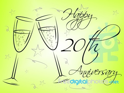 Happy Twentieth Anniversary Represents Annual Greeting And Celebration Stock Image