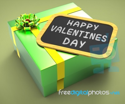 Happy Valentines Day Present Shows Romantic Celebration Or Valen… Stock Image