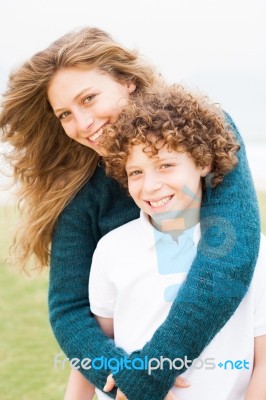 Happy Young Mother With Son Stock Photo