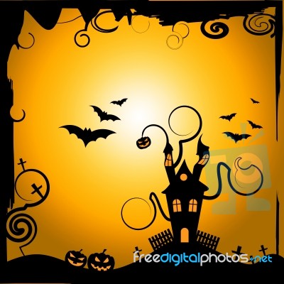 Haunted House Shows Trick Or Treat And Astronomy Stock Image