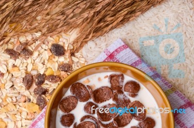 Healthy Breakfast With Cereal Stock Photo