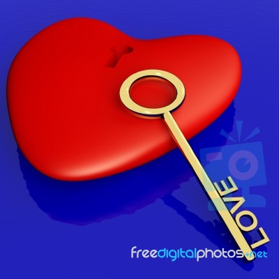 Heart And Key With Love Text Stock Image