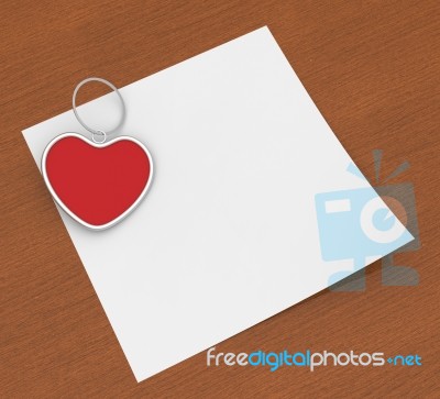 Heart Clip On Note Shows Affection Note Or Love Letter Stock Image