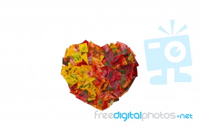 Heart From Colorful Leaves Stock Photo