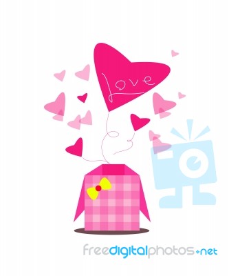 Heart Love In The Pink Box Stock Image