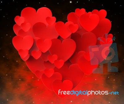 Heart Made With Hearts Means Beautiful Marriage Or Passionate Re… Stock Image