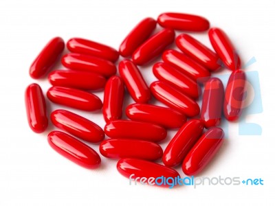 Heart Shape Pills Stock Photo
