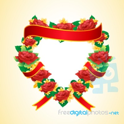 Heart Shape With Rose Flower Stock Image