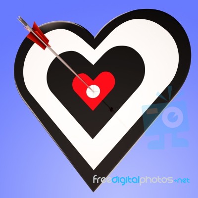Heart Target Shows Winning Perfect Sweetheart Stock Image