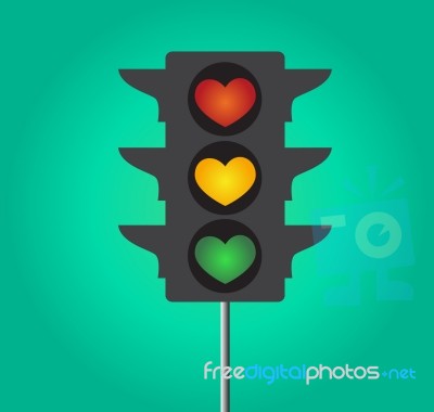 Heart Traffic Light  Icon Stock Image