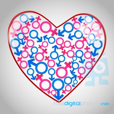 Heart With Male Female Icons Stock Image