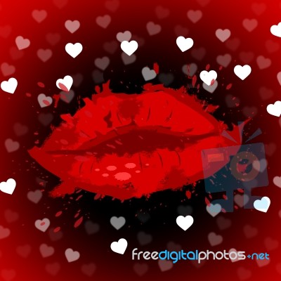 Hearts Lips Shows Facial Care And Beautiful Stock Image