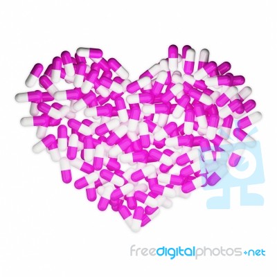 Heartshape Of Pink Capsules Stock Image