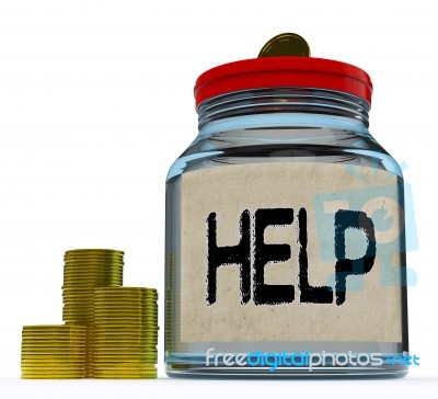 Help Jar Shows Monetary Support Or Contribution Stock Image