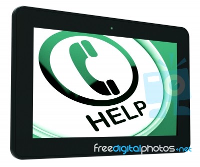 Help Tablet Shows Call For Advice Or Assistance Stock Image