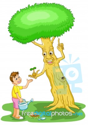 Help The Tree Save The World Stock Image