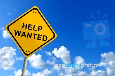 Help Wanted On Blue Sky Stock Photo