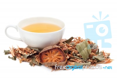 Herbal Tea On White Background Stock Photo