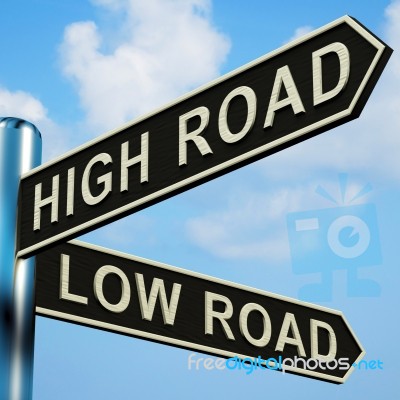 High Or Low Road Directions Stock Image