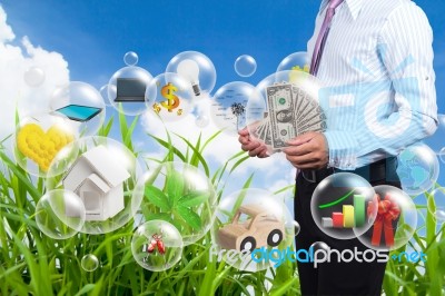 Holding A Dollars. Stock Photo