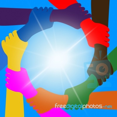 Holding Hands Indicates Unity Friends And Togetherness Stock Image