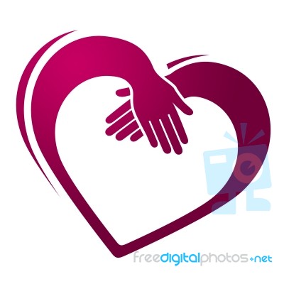 Holding Hands Shows Heart Shape And Friendship Stock Image