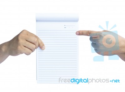 Holding Notebook In Hand Stock Photo