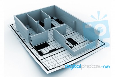 Home Construction. Blueprint Stock Image