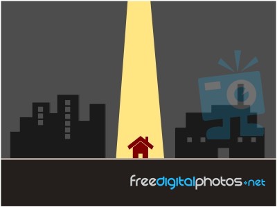Home In Big City And Industry Illustration Stock Image