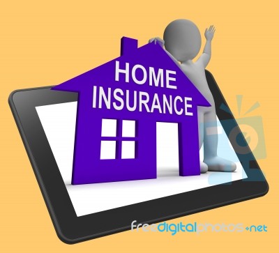 Home Insurance House Tablet Means Insuring Property Stock Image