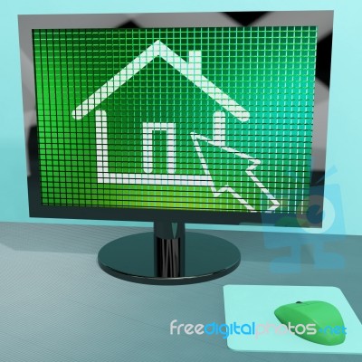 Home Symbol On Computer Screen Stock Image