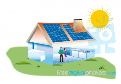 Home With Solar Energy Stock Image