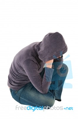 Hooded Person Stock Photo
