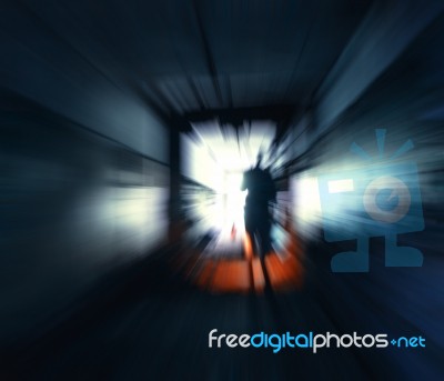 Horizontal Vivid Stalker Exploring The Tunnels Motion Abstractio… Stock Photo