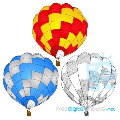 Hot Air Balloon Illustration Isolated Stock Image