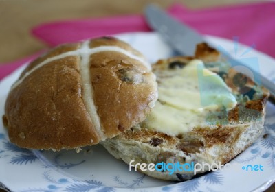 Hot Cross Bun Stock Photo