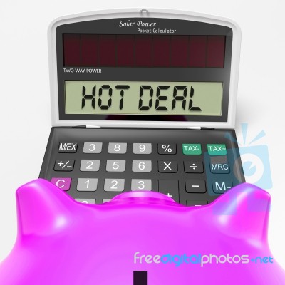 Hot Deal Calculator Shows Bargain Or Promo Stock Image