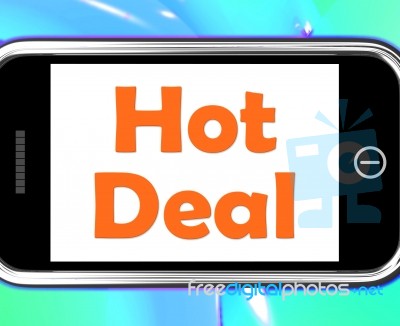 Hot Deal On Phone Shows Bargains Sale And Save Stock Image