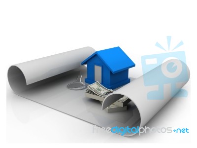 House And Money On The Chart Stock Image