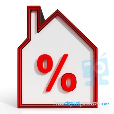 House And Percent Sign Displaying Investment Or Discount Stock Image