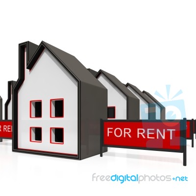 House For Rent Sign Shows Rental Stock Image