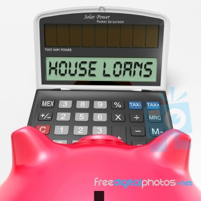 House Loans Calculator Shows Mortgage And Bank Lending Stock Image