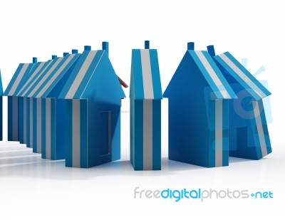 Houses Falling Shows Real Estate Market Failing Stock Image