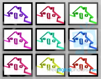 Houses On Monitors Showing Apartments Buildings Stock Image