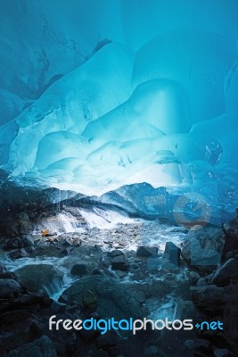 Ice Cave In Alaska Stock Photo