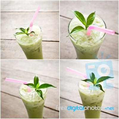 Ice Green Tea Stock Photo