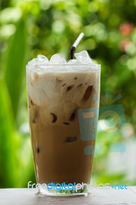 Iced Coffee With Milk Stock Photo