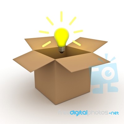 Idea Light Bulb And Open Box Stock Image